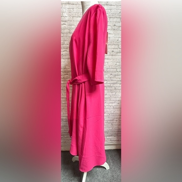 Symphony + Hot Pink Fushia Women's Size 2XL Dress Front Tie Slant Hemline NEW - Picture 3 of 12